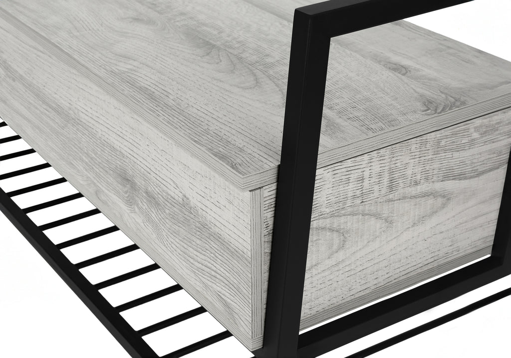 BENCH - 42""L / GREY STORAGE / BLACK METAL