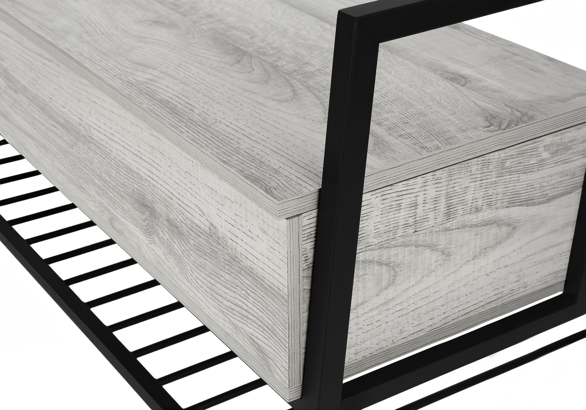 BENCH - 42""L / GREY STORAGE / BLACK METAL