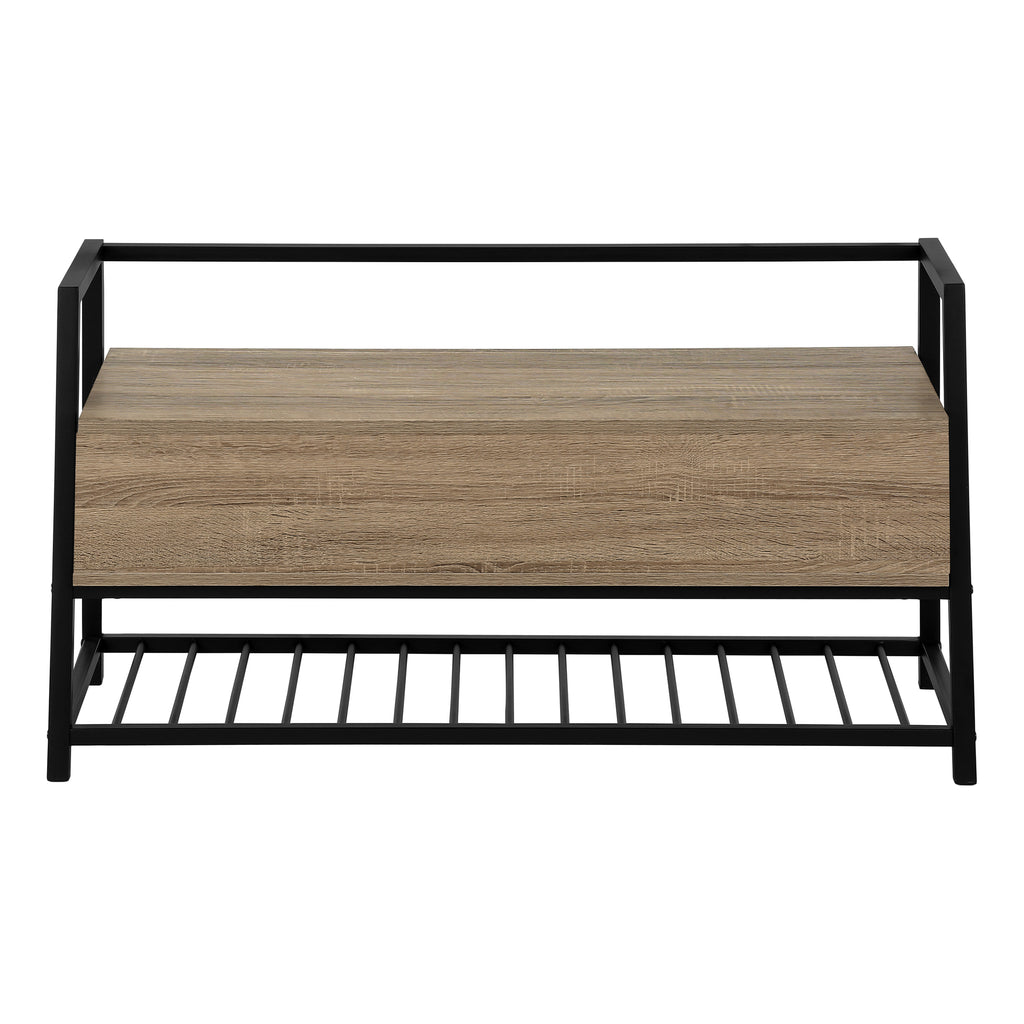 BENCH - 42""L / DARK TAUPE STORAGE / BLACK METAL