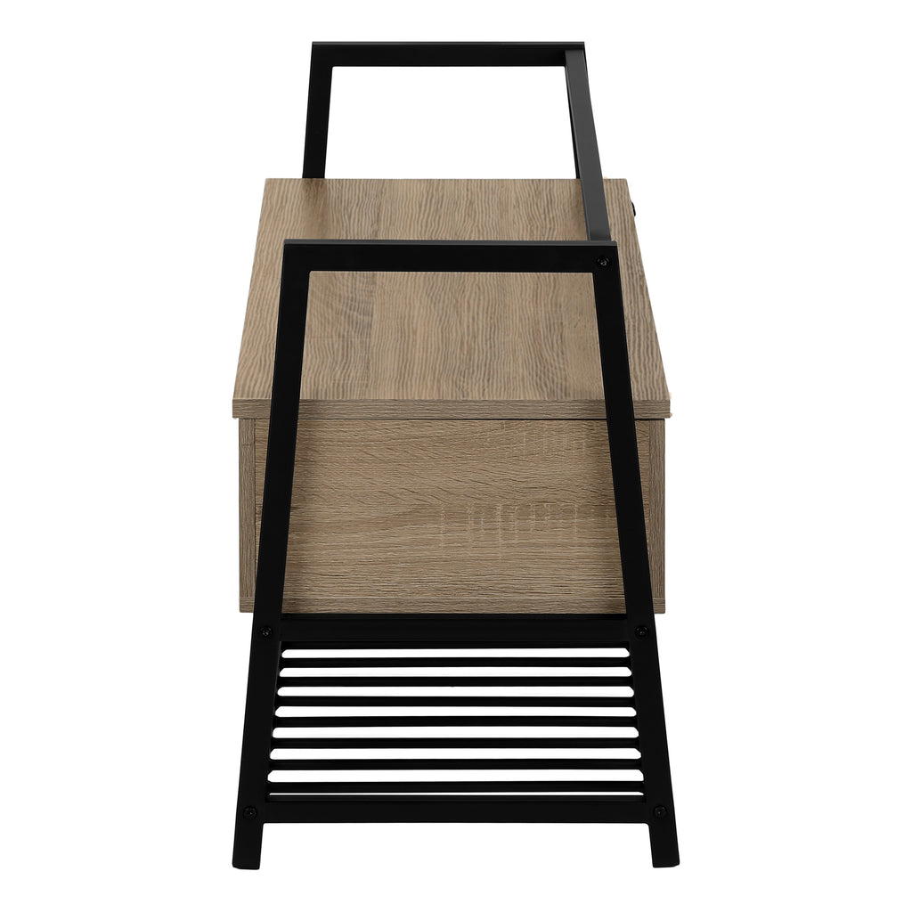 BENCH - 42""L / DARK TAUPE STORAGE / BLACK METAL