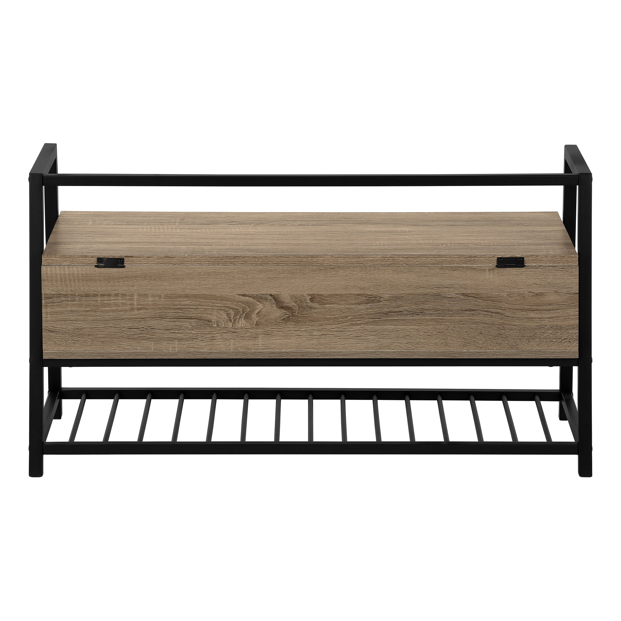 BENCH - 42""L / DARK TAUPE STORAGE / BLACK METAL
