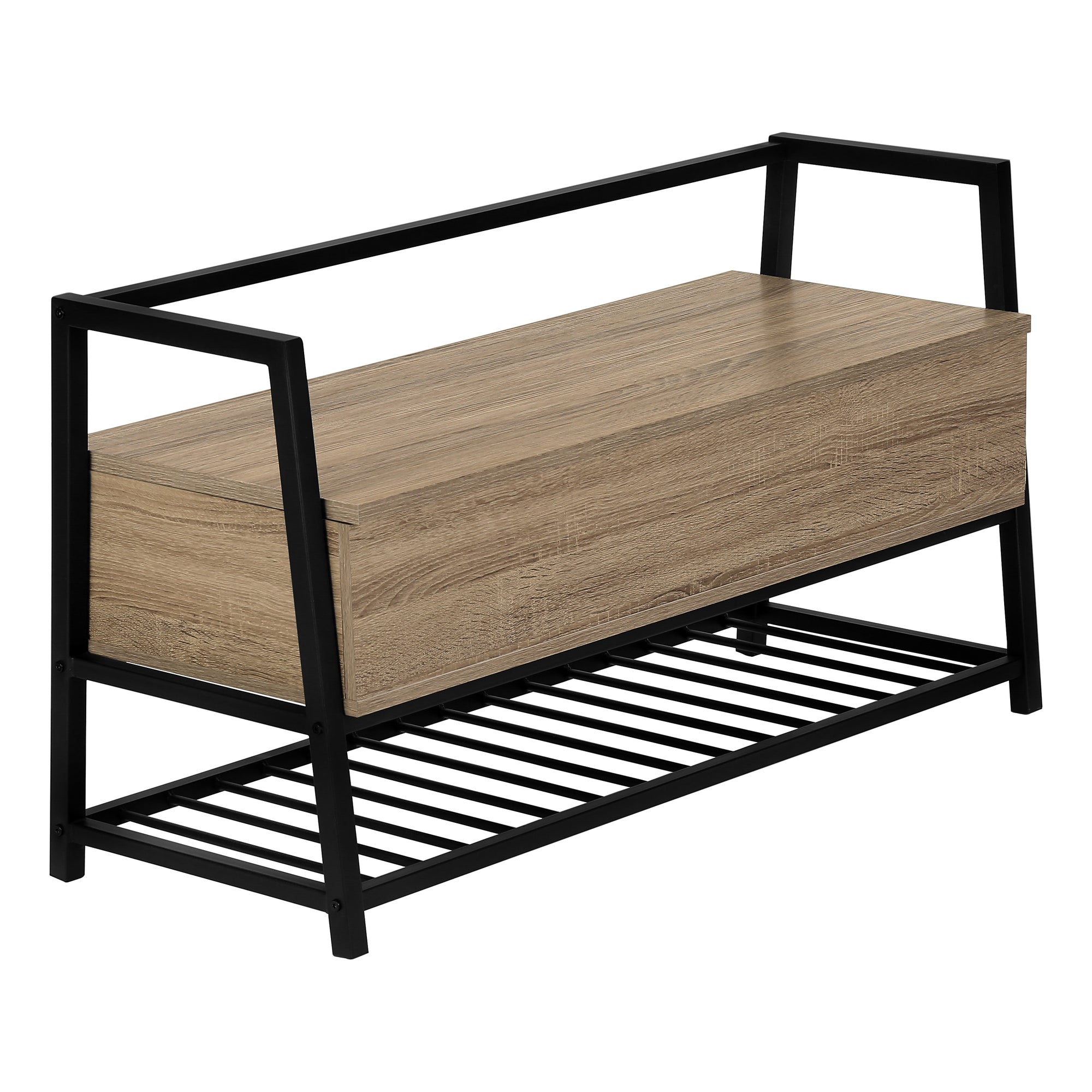 BENCH - 42""L / DARK TAUPE STORAGE / BLACK METAL