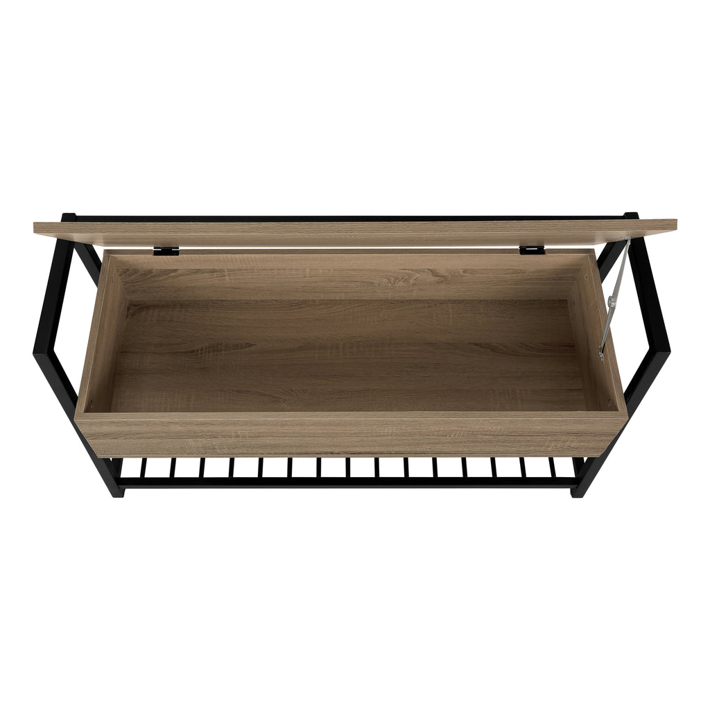 BENCH - 42""L / DARK TAUPE STORAGE / BLACK METAL