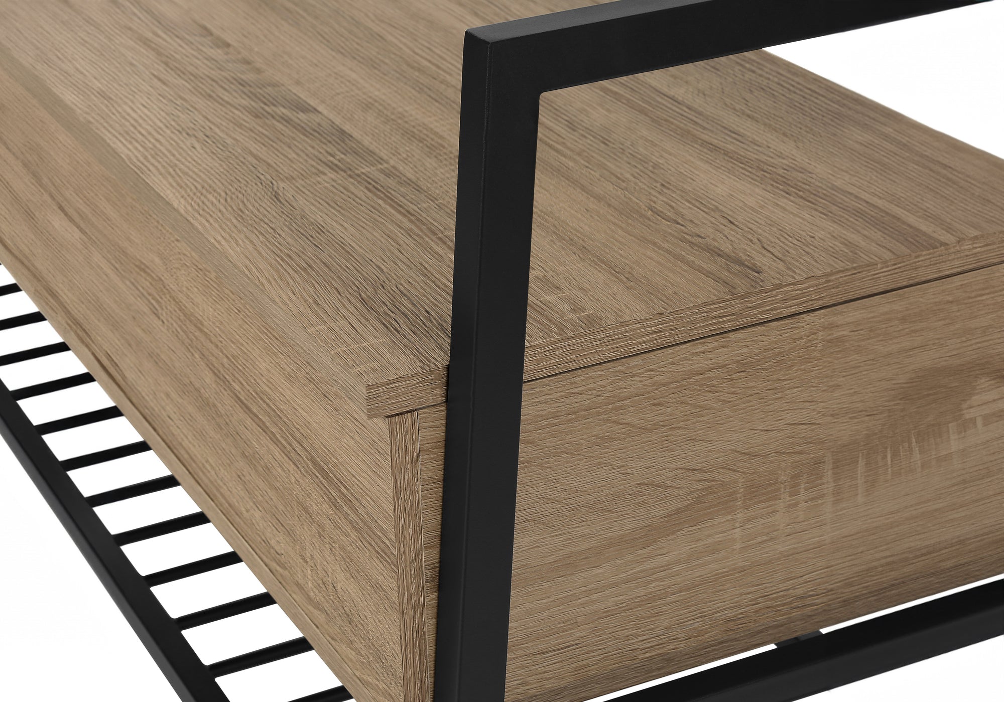 BENCH - 42""L / DARK TAUPE STORAGE / BLACK METAL