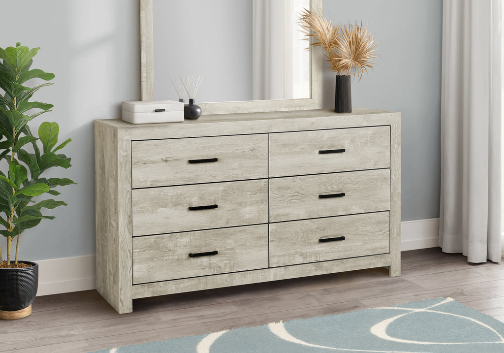 BEDROOM - 6 DRAWER DRESSER / BLEACHED OAK FINISH