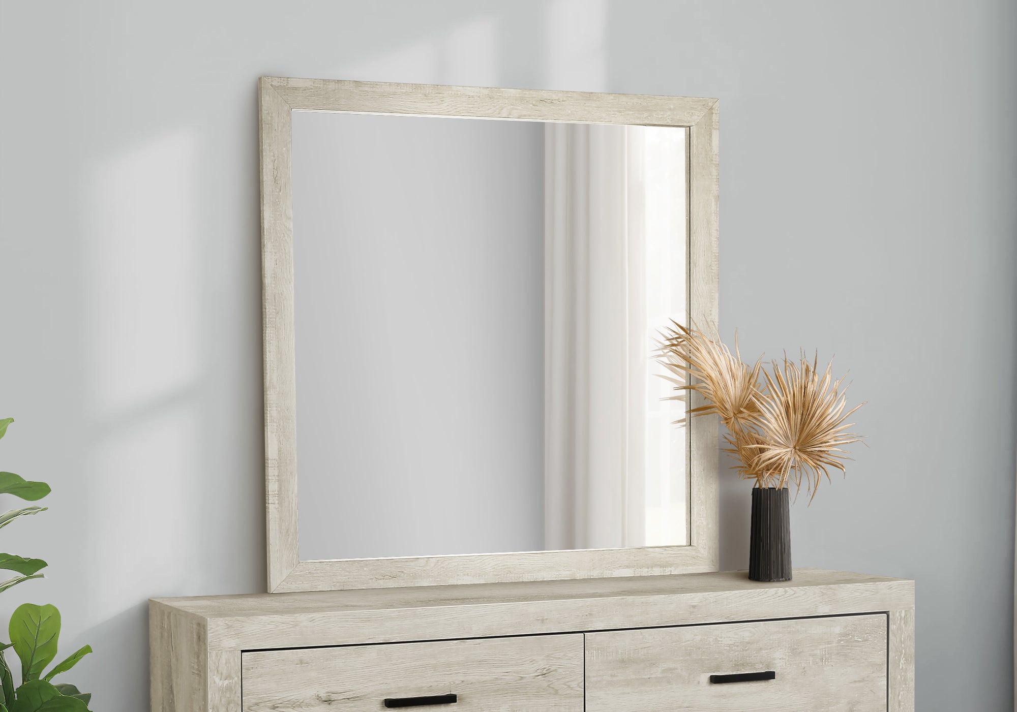BEDROOM SET - WALL MIRROR / BLEACHED OAK FINISH