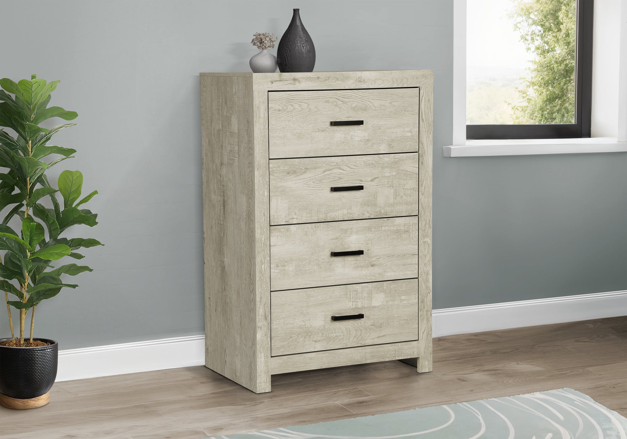 BEDROOM SET - 4 DRAWER CHEST / BLEACHED OAK FINISH