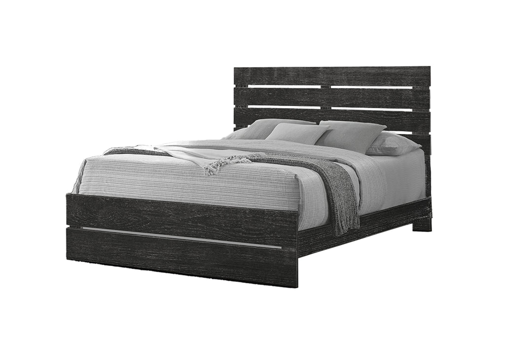 BED FRAME - QUEEN SIZE BED / GRAPHITE GREY WOOD FINISH