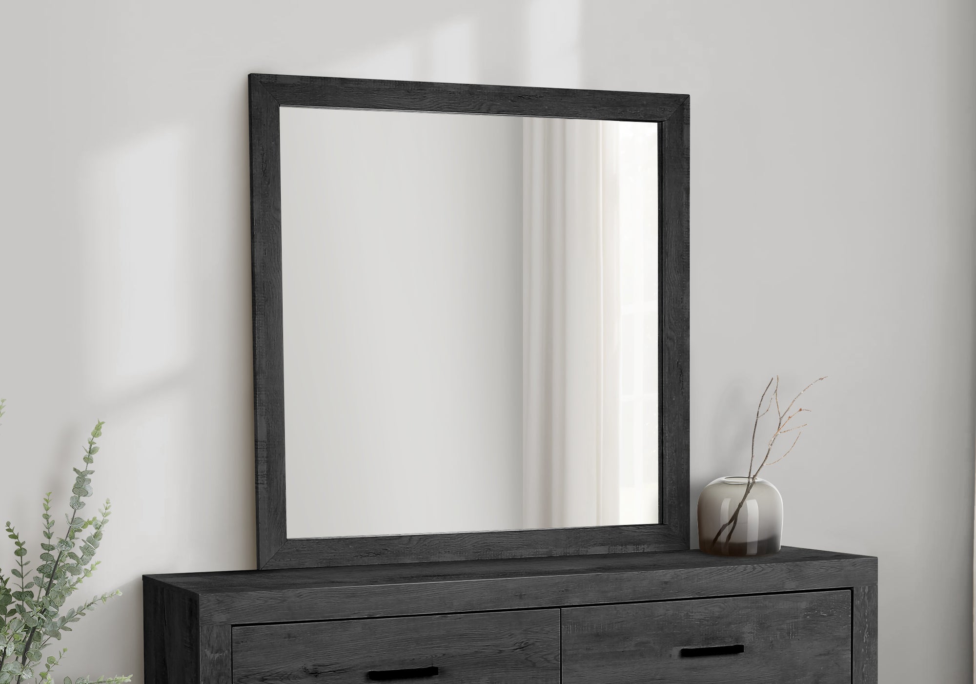 BEDROOM SET - WALL MIRROR / GRAPHITE GREY WOOD FINISH