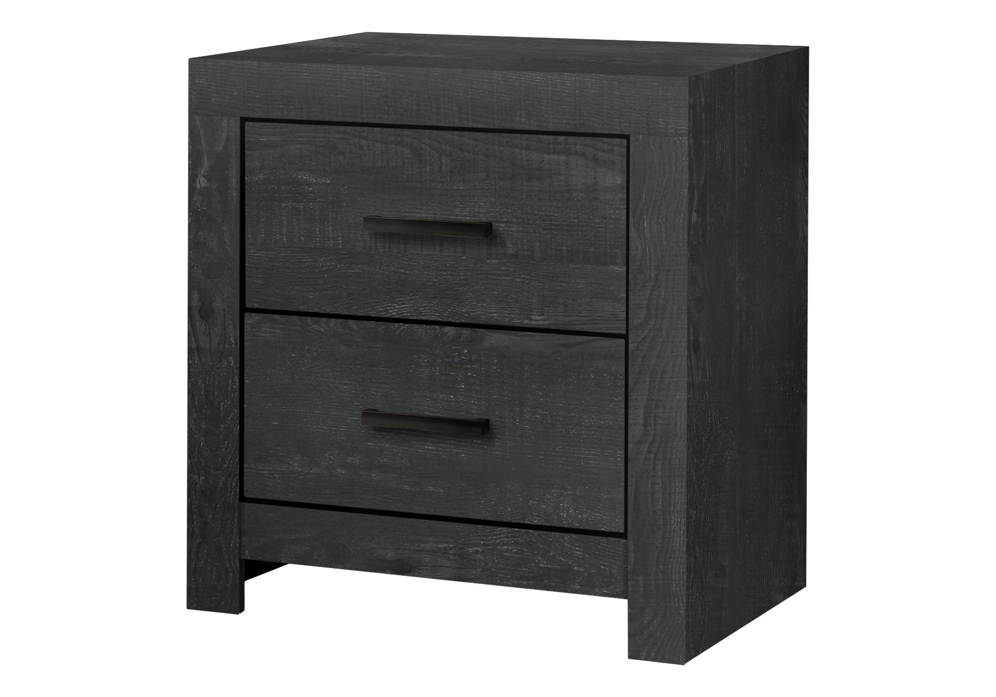 BEDROOM SET - 2 DRAWER NIGHTSTAND / GRAPHITE GREY WOOD FINISH