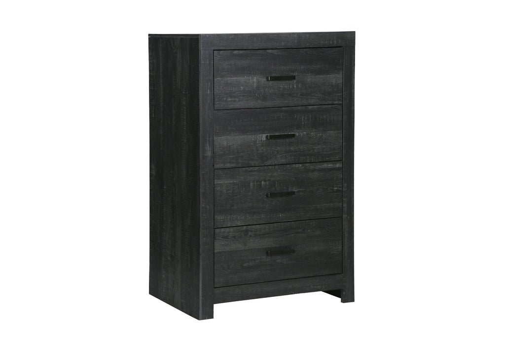 BEDROOM SET - 4 DRAWER CHEST / GRAPHITE GREY WOOD FINISH