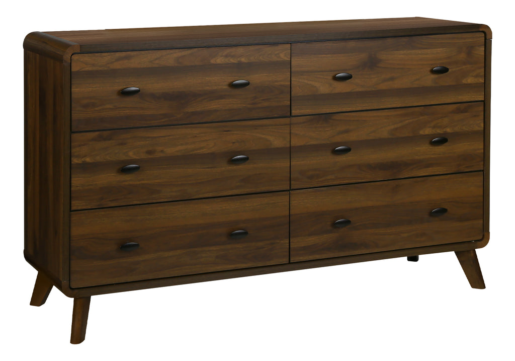 BEDROOM - 6 DRAWER DRESSER / WALNUT FINISH