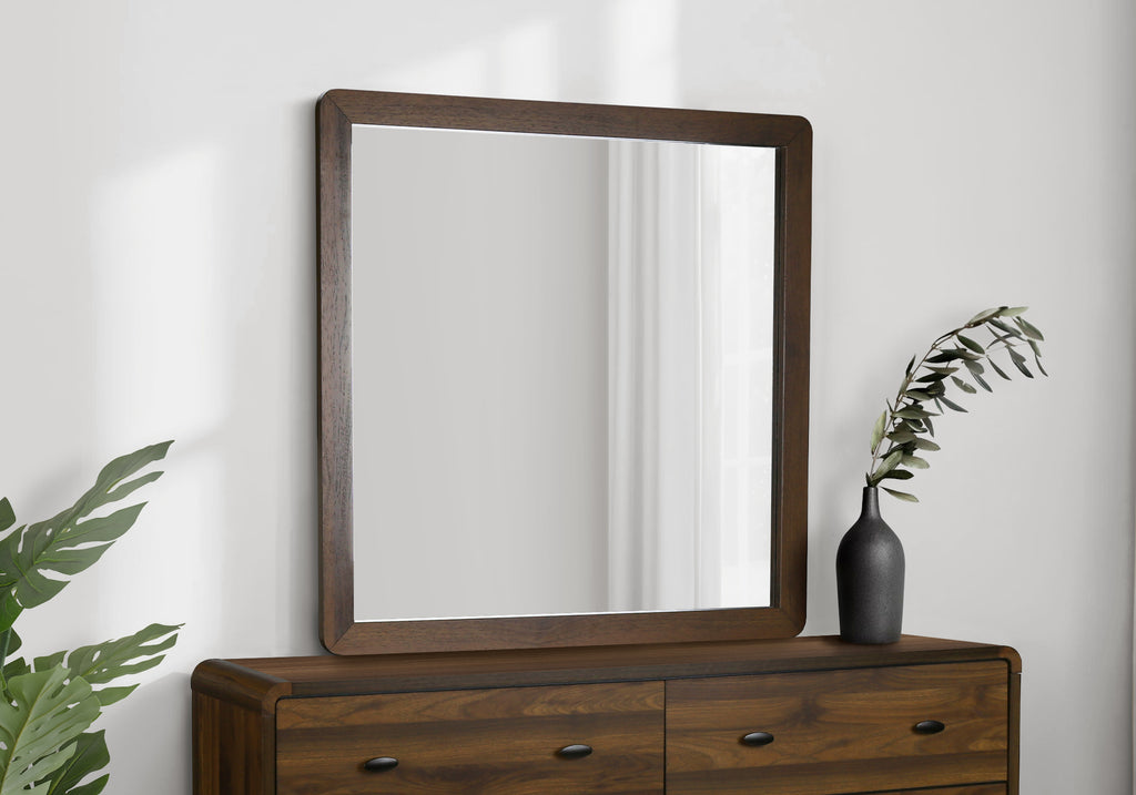 BEDROOM SET - WALL MIRROR / WALNUT FINISH