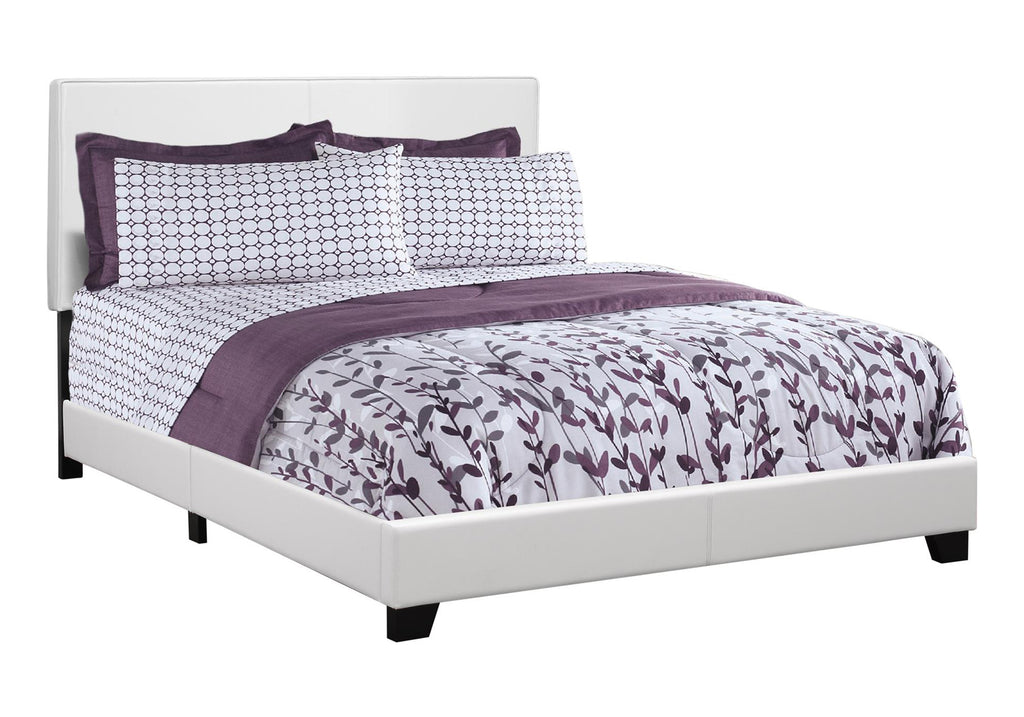 BED - QUEEN SIZE / WHITE LEATHER-LOOK