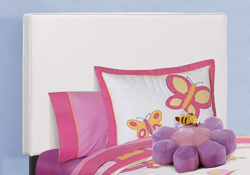 BED - TWIN SIZE / WHITE LEATHER-LOOK