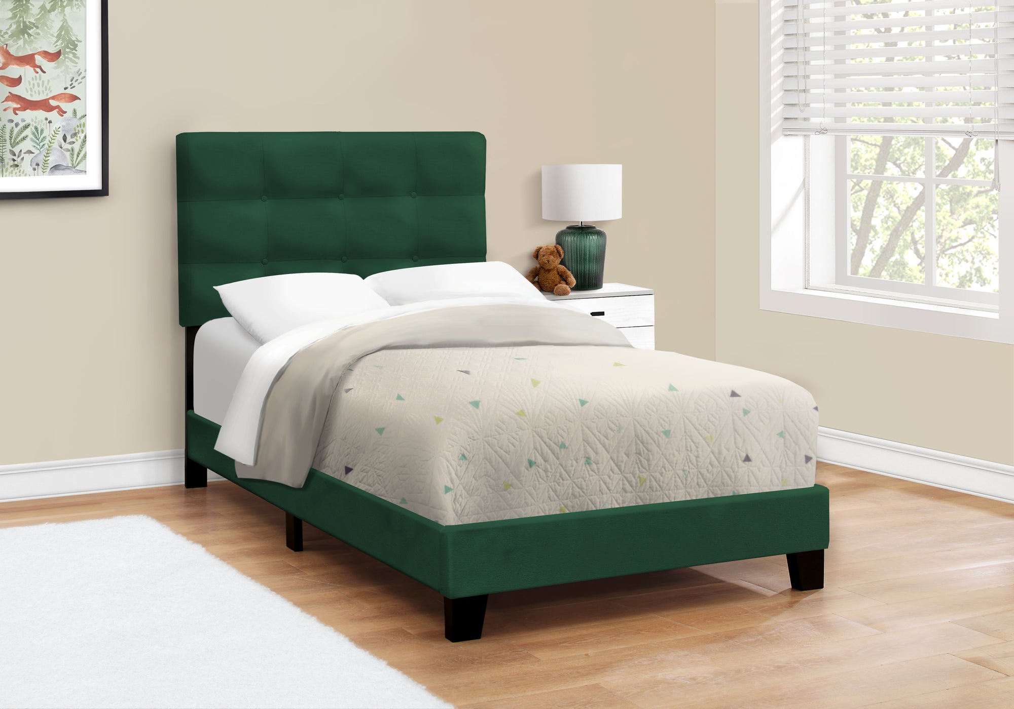 BED - TWIN SIZE / GREEN VELVET