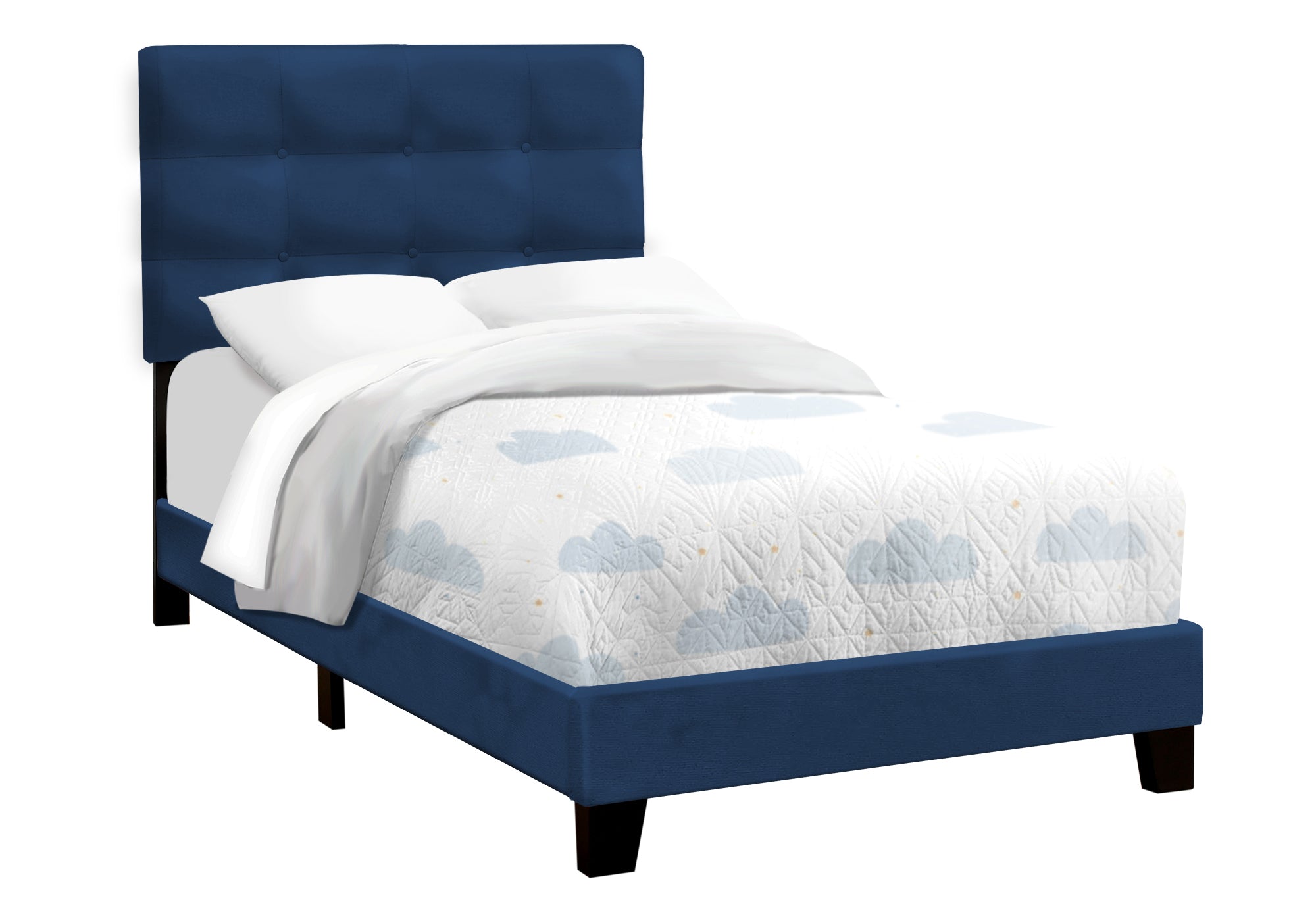 BED - TWIN SIZE / NAVY BLUE VELVET