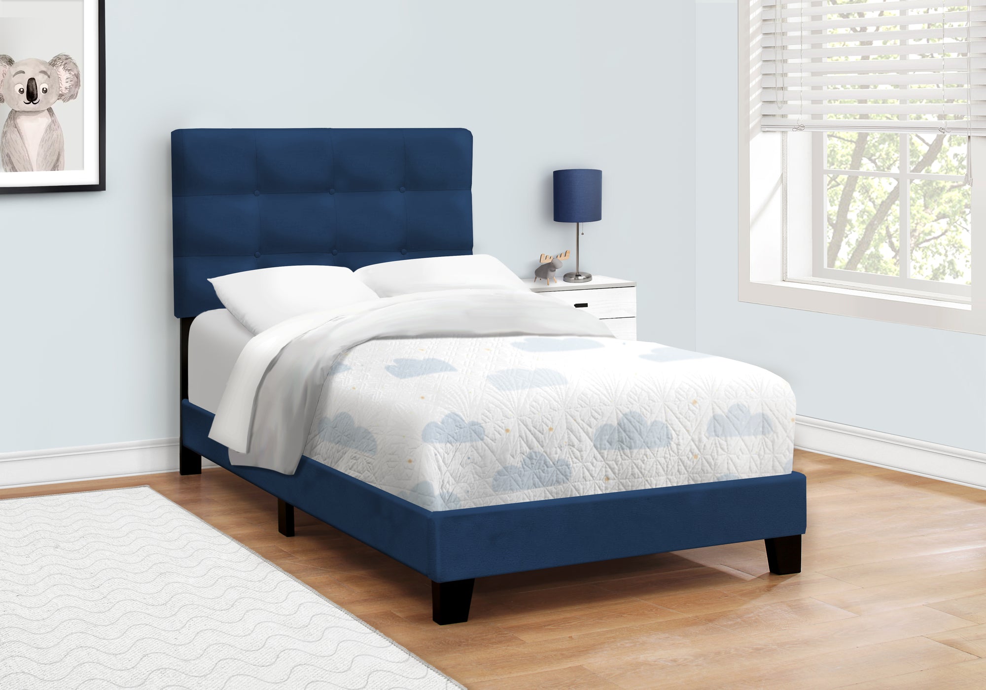 BED - TWIN SIZE / NAVY BLUE VELVET