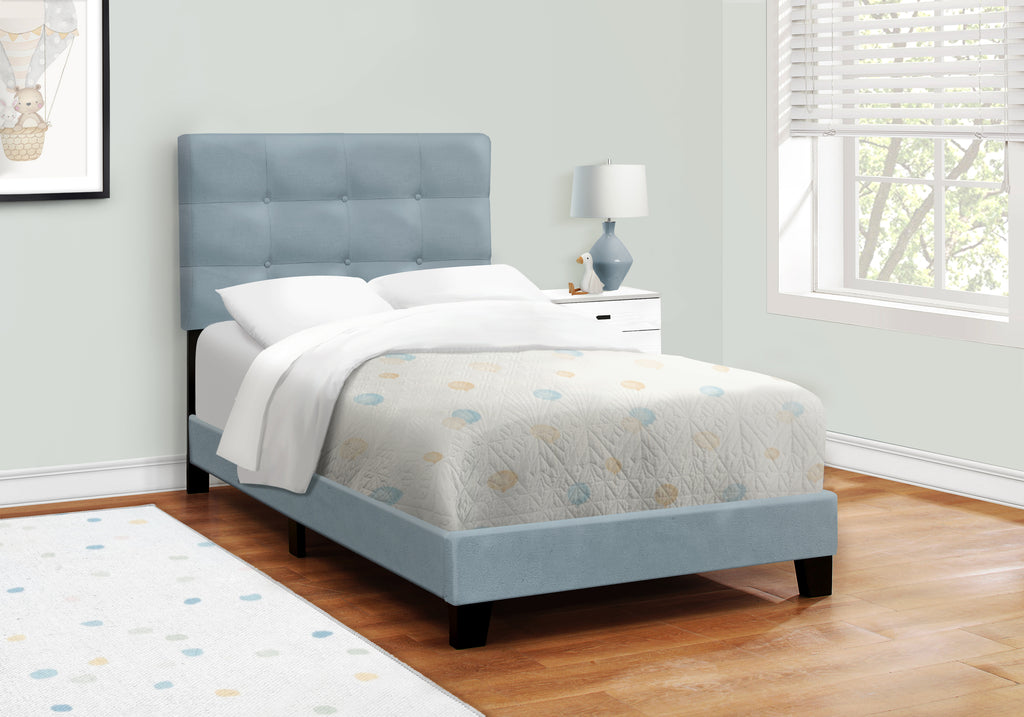 BED - TWIN SIZE / STEEL BLUE VELVET