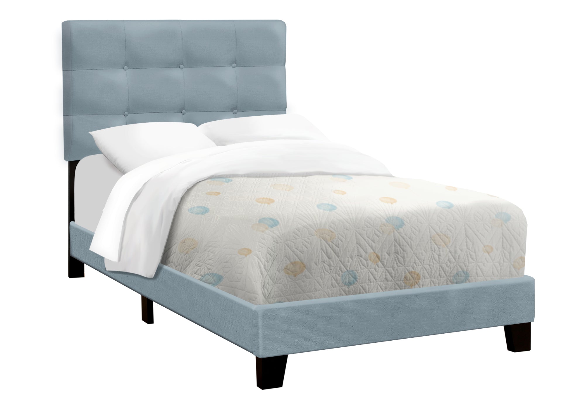 BED - TWIN SIZE / STEEL BLUE VELVET