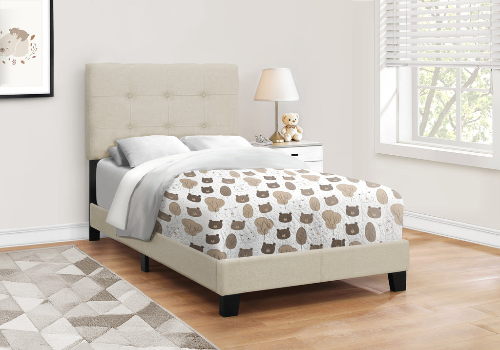 BED - TWIN SIZE / BEIGE LINEN
