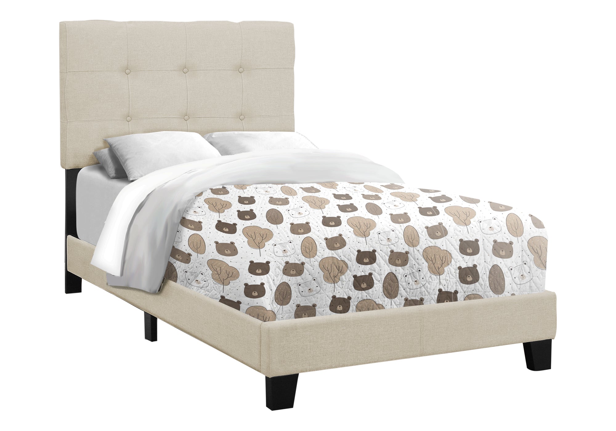 BED - TWIN SIZE / BEIGE LINEN