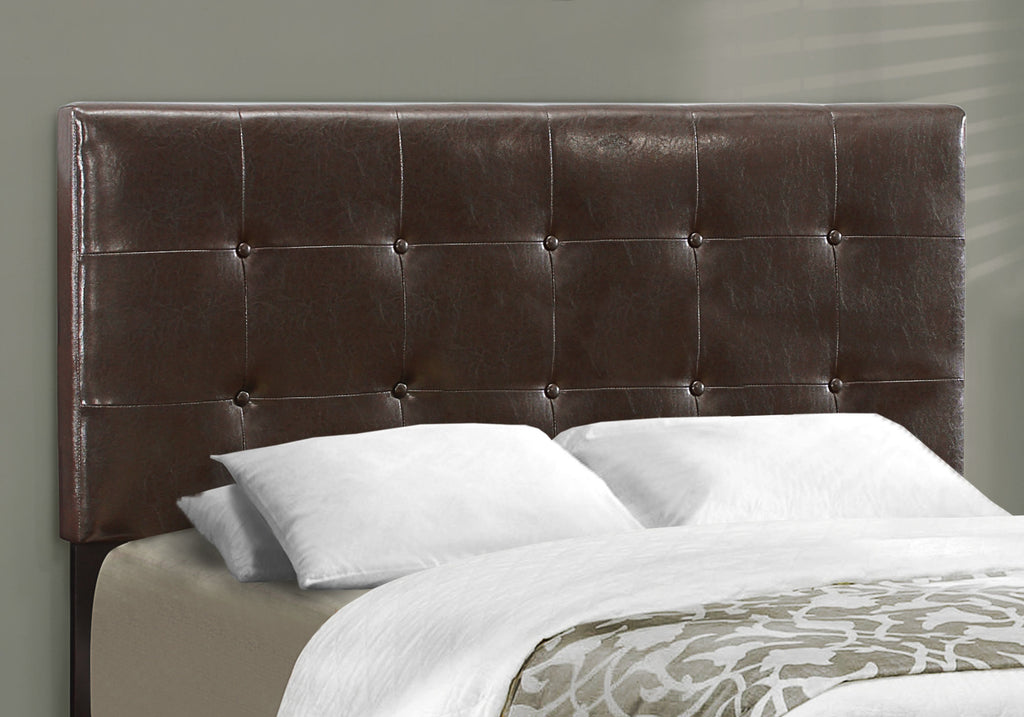 BED - FULL SIZE / DARK BROWN LEATHER-LOOK