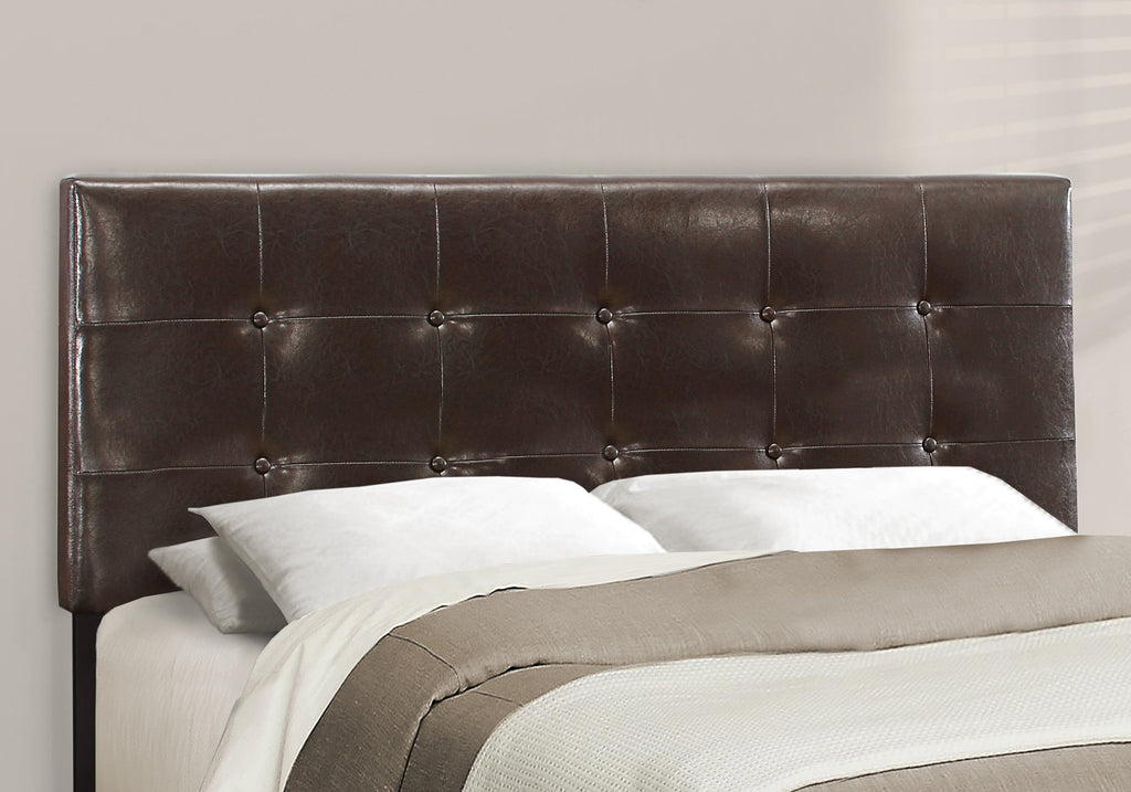 BED - QUEEN SIZE / DARK BROWN LEATHER-LOOK