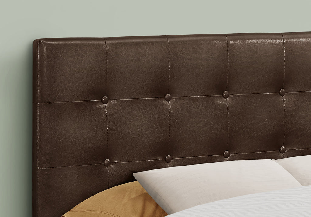 BED - FULL SIZE / BROWN LEATHER-LOOK HEADBOARD ONLY