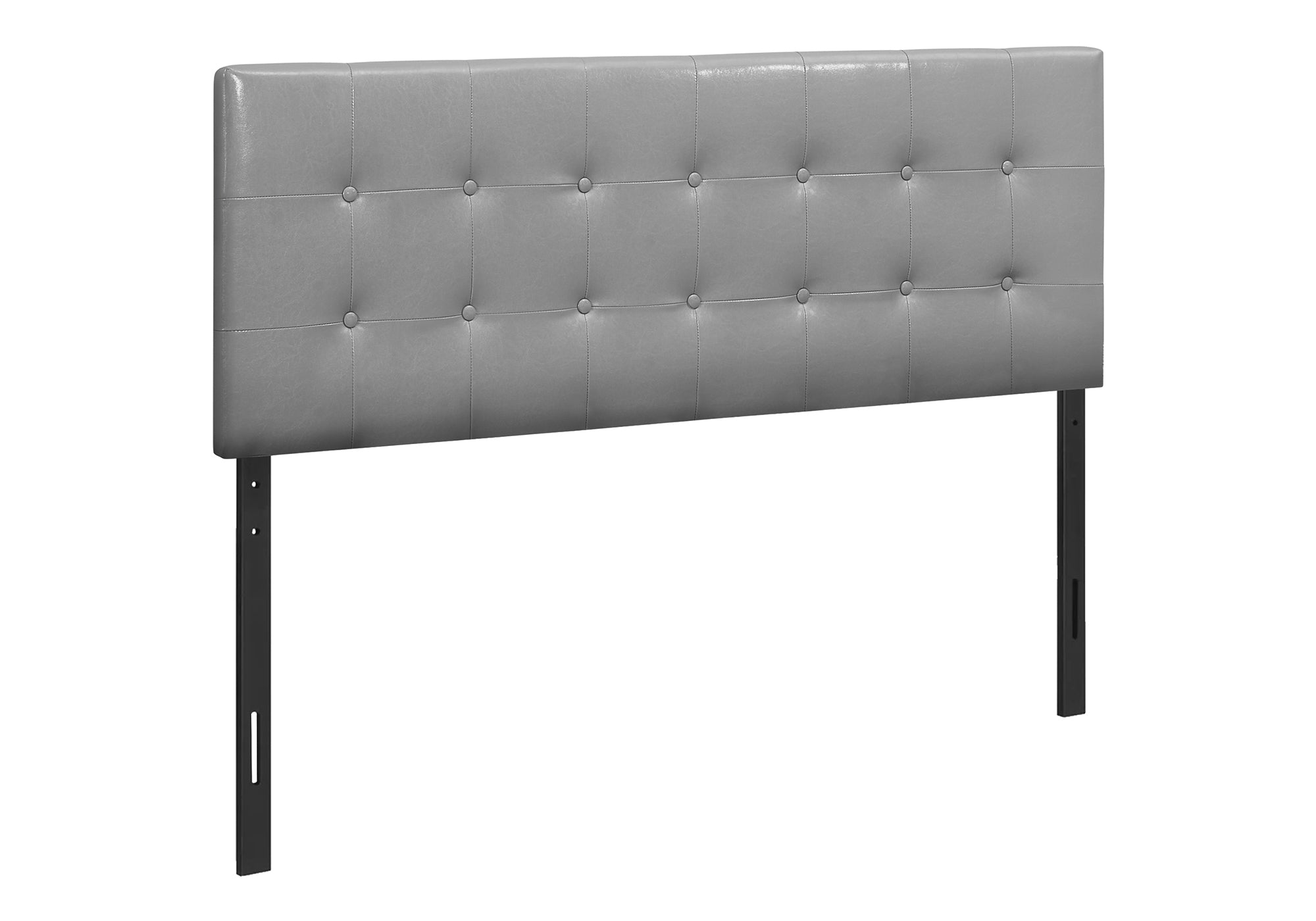 BED - QUEEN SIZE / GREY LEATHER-LOOK HEADBOARD ONLY