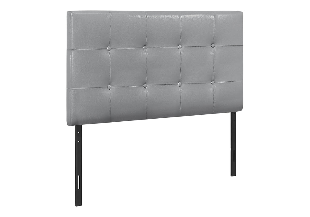 BED - TWIN SIZE / GREY LEATHER-LOOK HEADBOARD ONLY