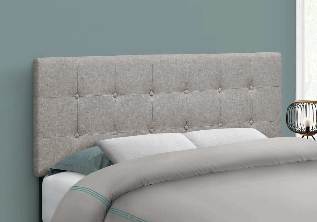 BED - FULL SIZE / GREY LINEN HEADBOARD ONLY