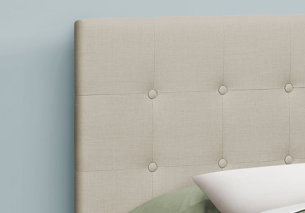 BED - QUEEN SIZE / BEIGE LINEN HEADBOARD ONLY