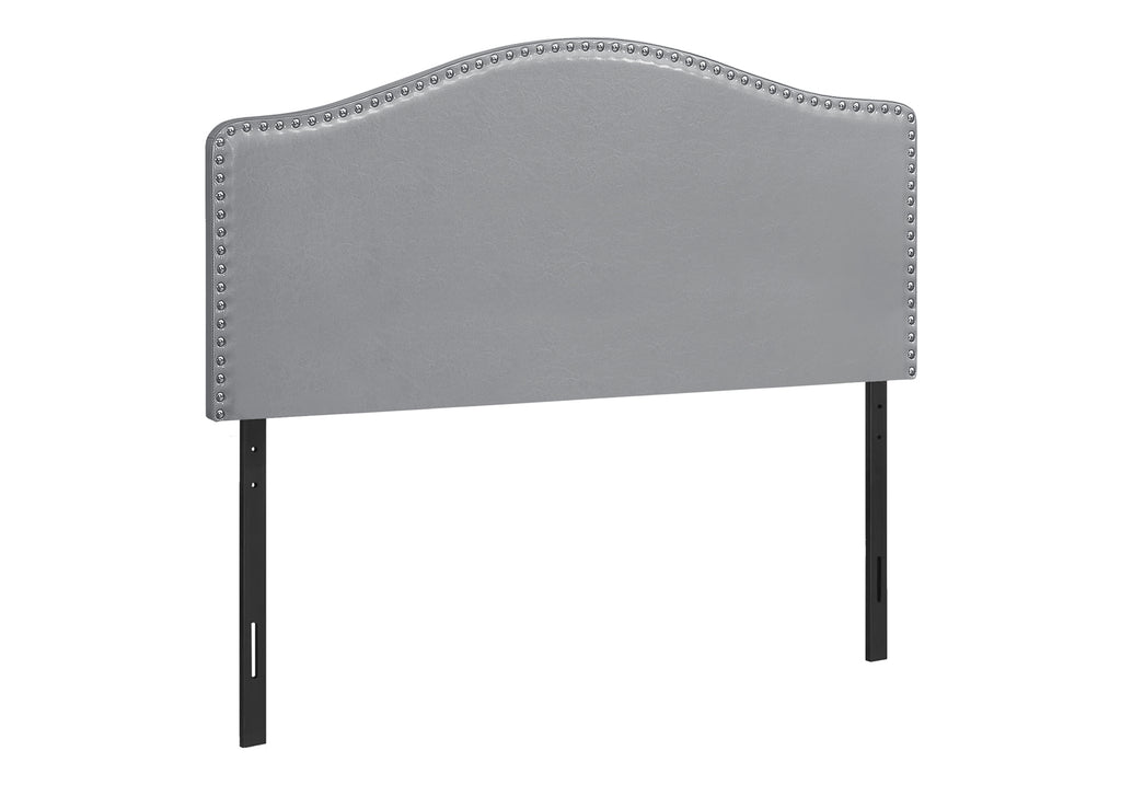 BED - FULL SIZE / GREY LEATHER-LOOK HEADBOARD ONLY