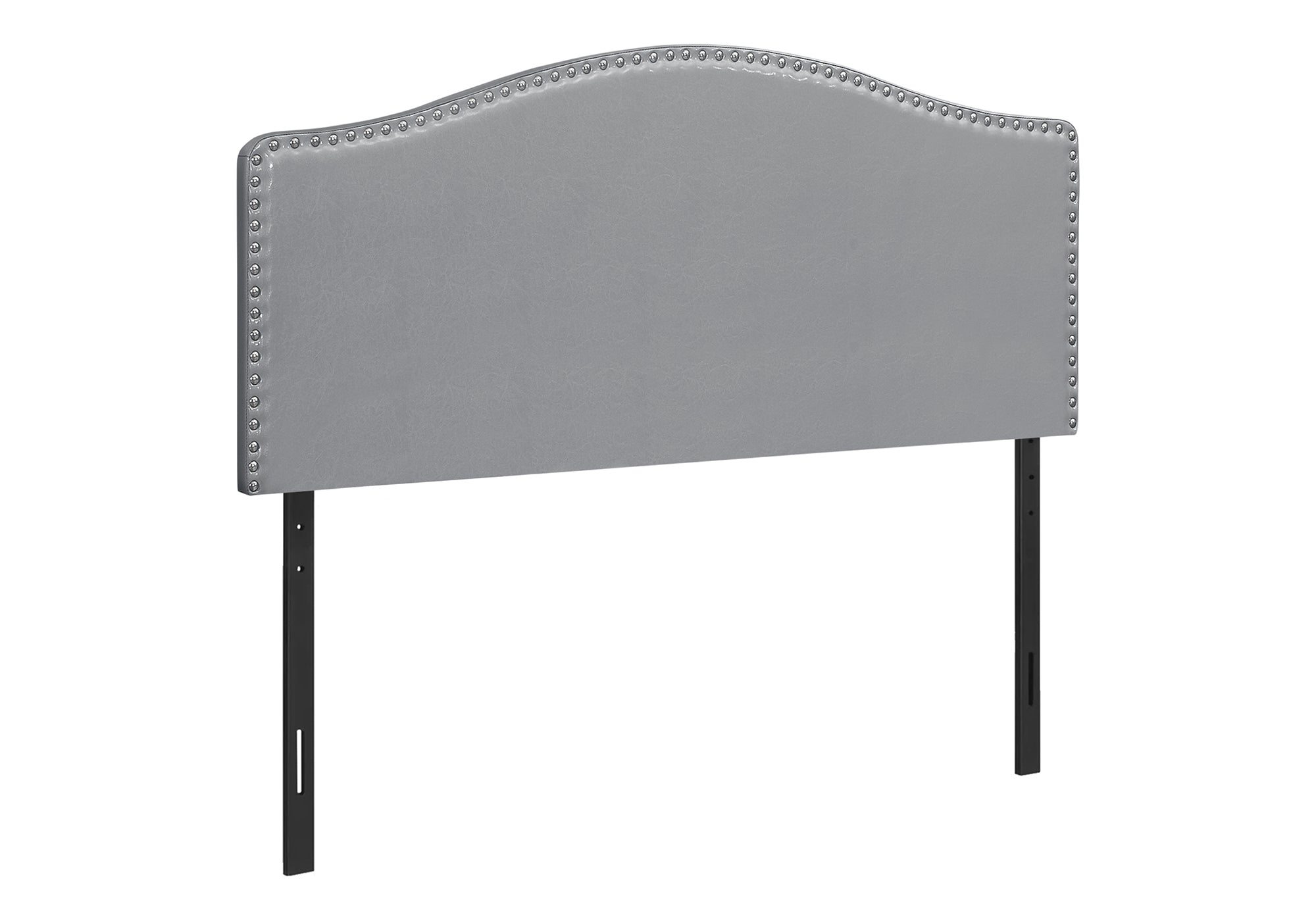 BED - QUEEN SIZE / GREY LEATHER-LOOK HEADBOARD ONLY
