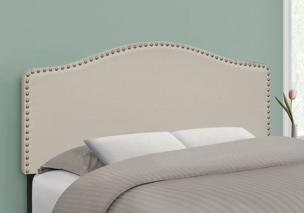 BED - FULL SIZE / BEIGE LINEN HEADBOARD ONLY