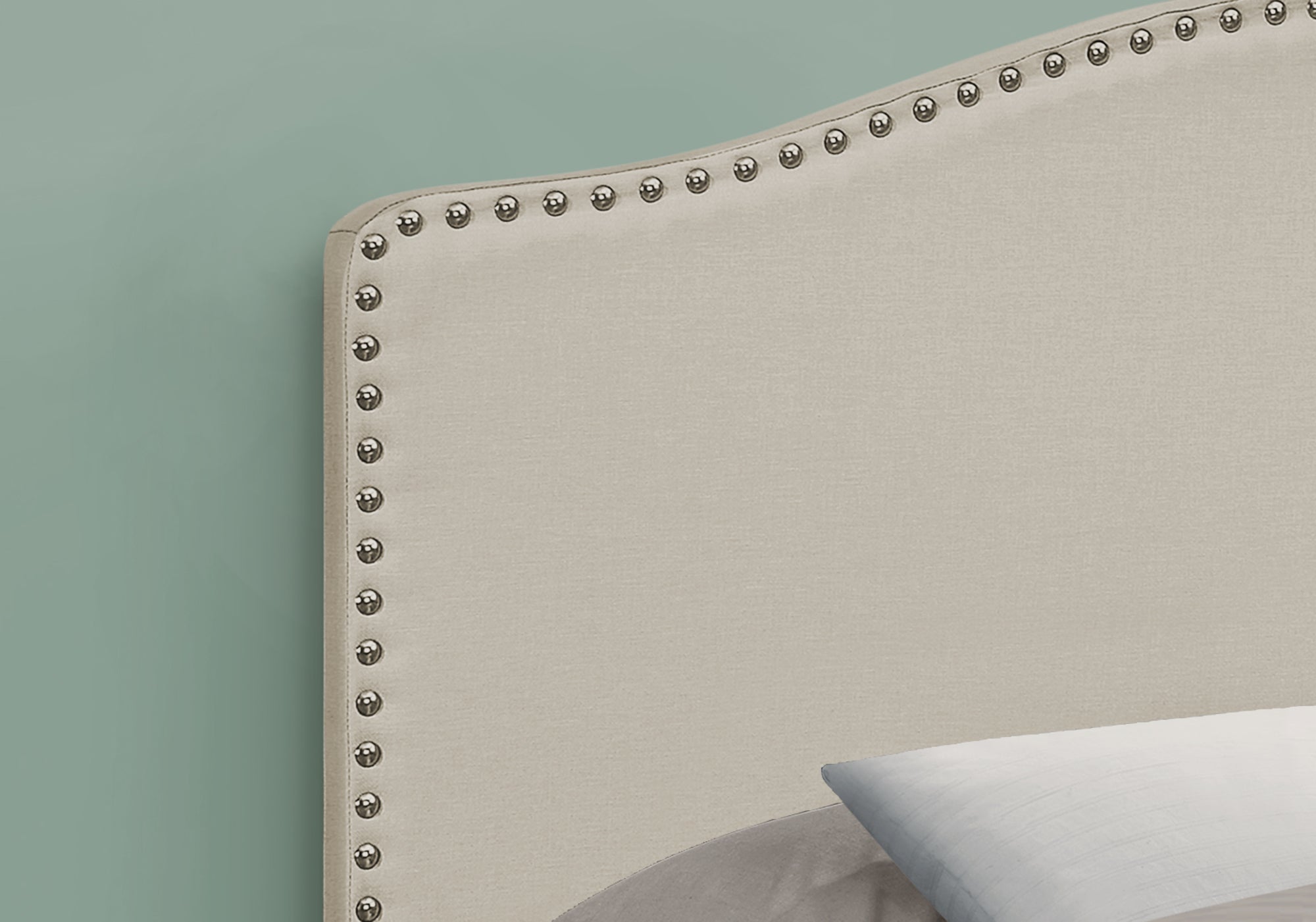 BED - FULL SIZE / BEIGE LINEN HEADBOARD ONLY