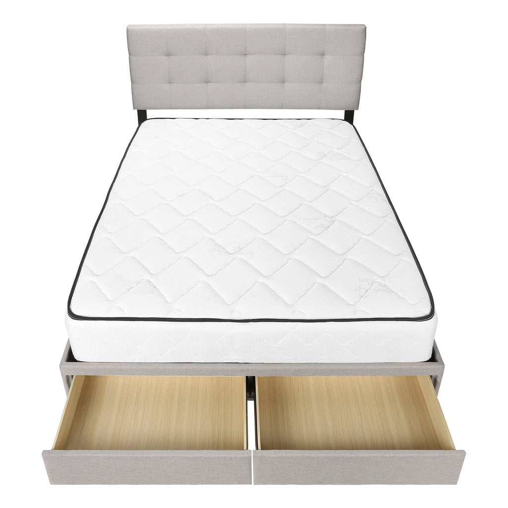 BED - QUEEN SIZE / GREY LINEN WITH 2 STORAGE DRAWERS