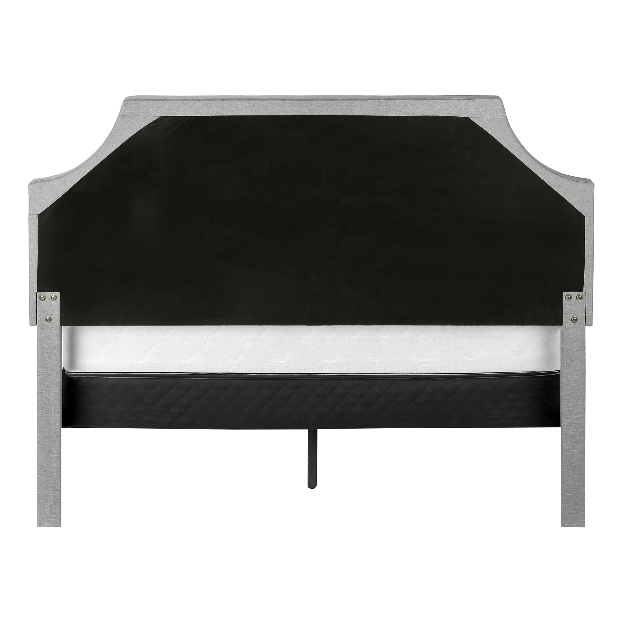 BED - QUEEN SIZE / GREY LINEN WITH CHROME METAL LEGS