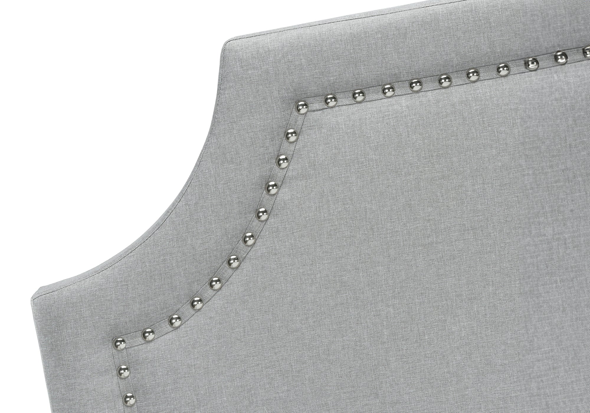 BED - QUEEN SIZE / GREY LINEN WITH CHROME METAL LEGS