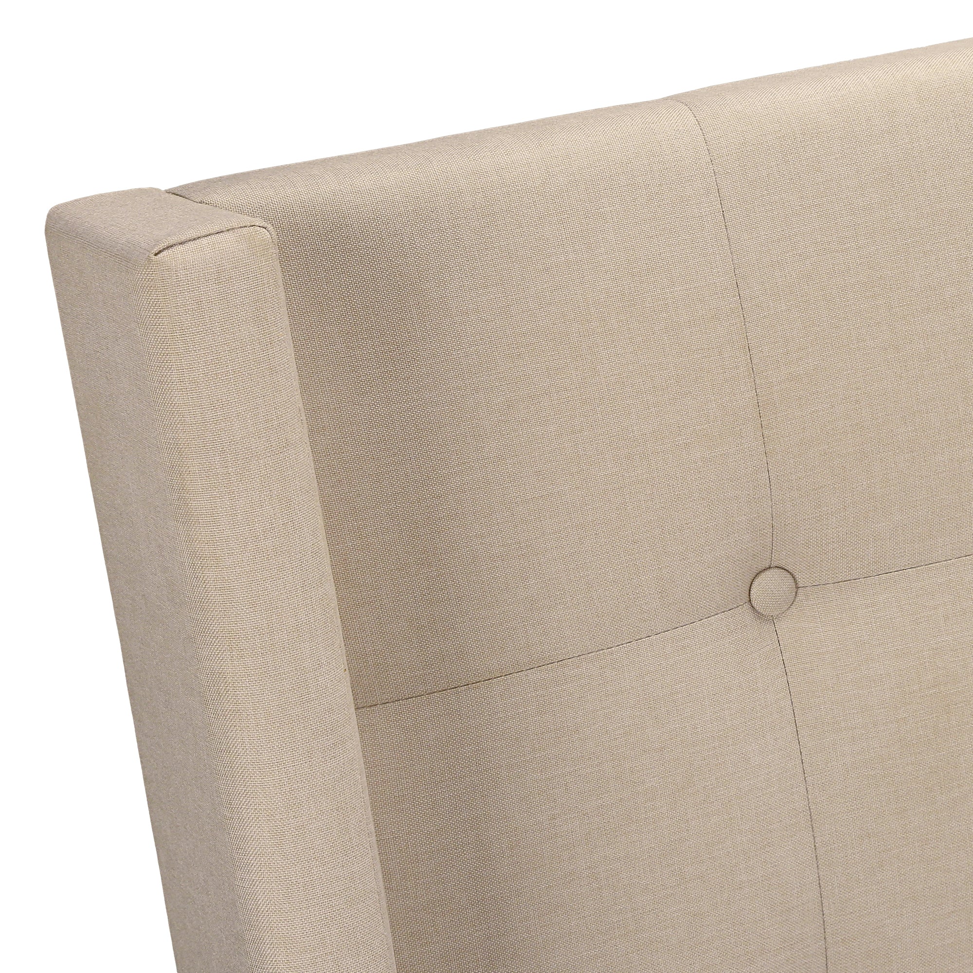 BED - QUEEN SIZE / BEIGE LINEN WITH CHROME METAL LEGS