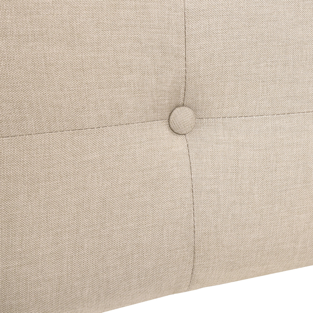 BED - QUEEN SIZE / BEIGE LINEN WITH CHROME METAL LEGS