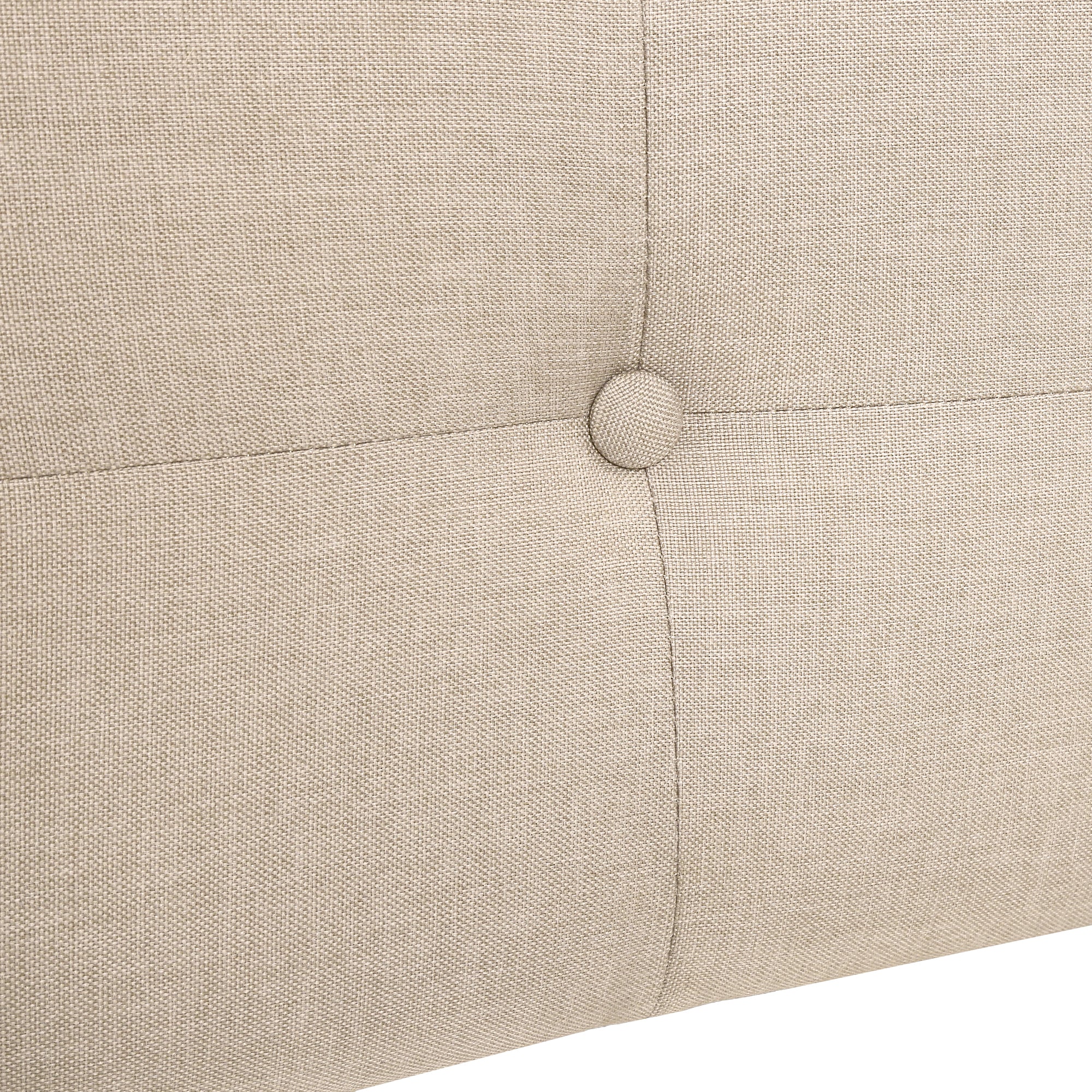 BED - QUEEN SIZE / BEIGE LINEN WITH CHROME METAL LEGS