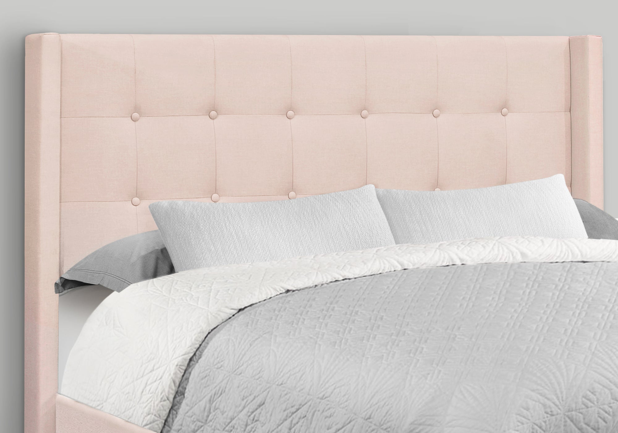 BED - QUEEN SIZE / PINK VELVET WITH CHROME METAL LEGS