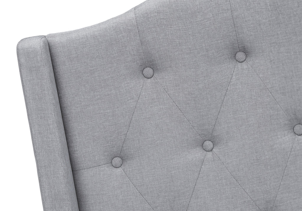 BED - QUEEN SIZE / GREY LINEN WITH CHROME METAL LEGS