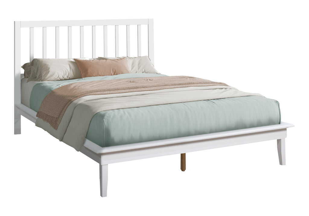 BED - QUEEN SIZE / WHITE SOLID WOOD PLATFORM
