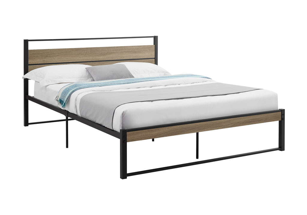 BED - QUEEN SIZE /  DARK TAUPE / BLACK METAL PLATFORM