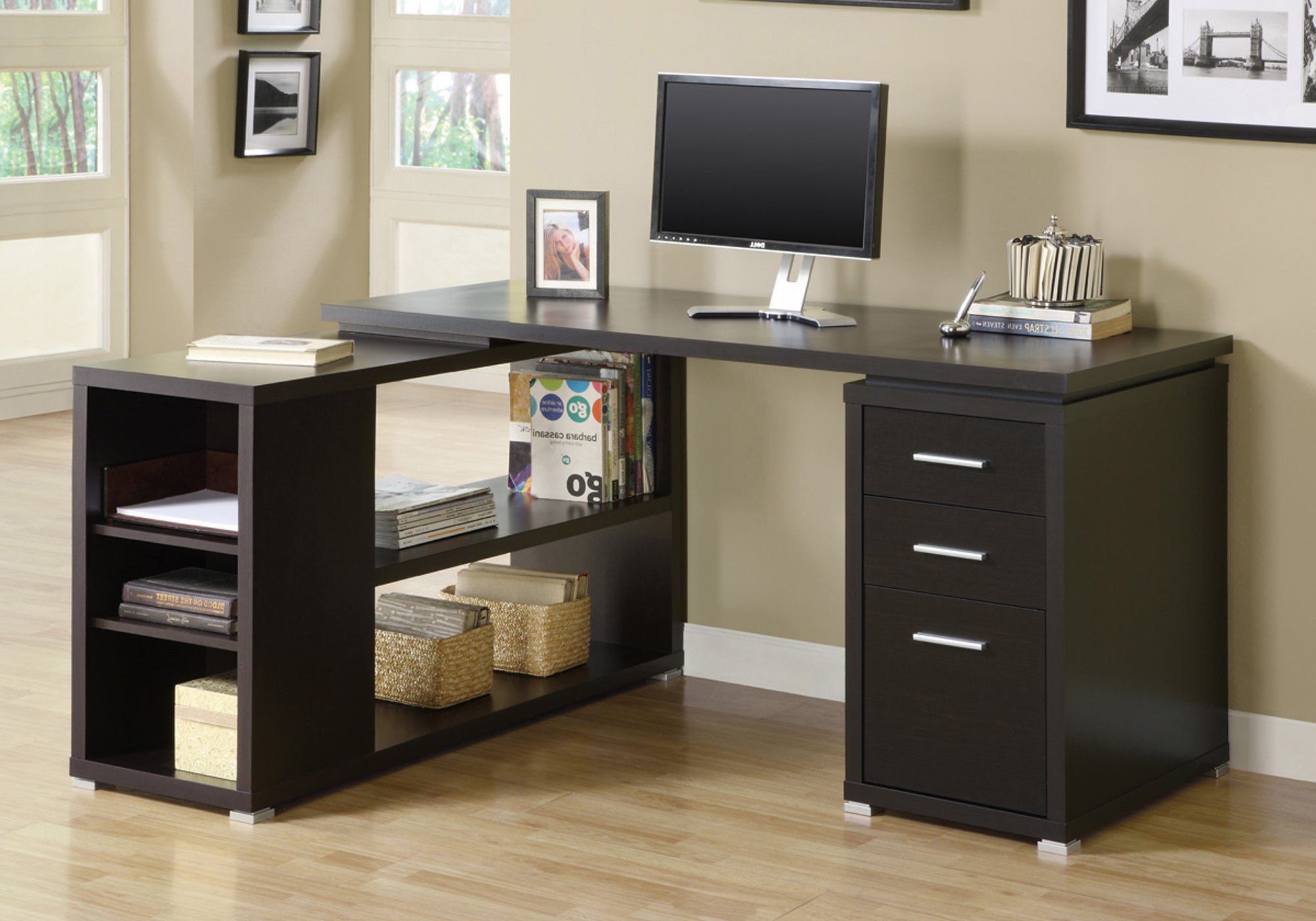 COMPUTER DESK - ESPRESSO LEFT OR RIGHT FACING CORNER