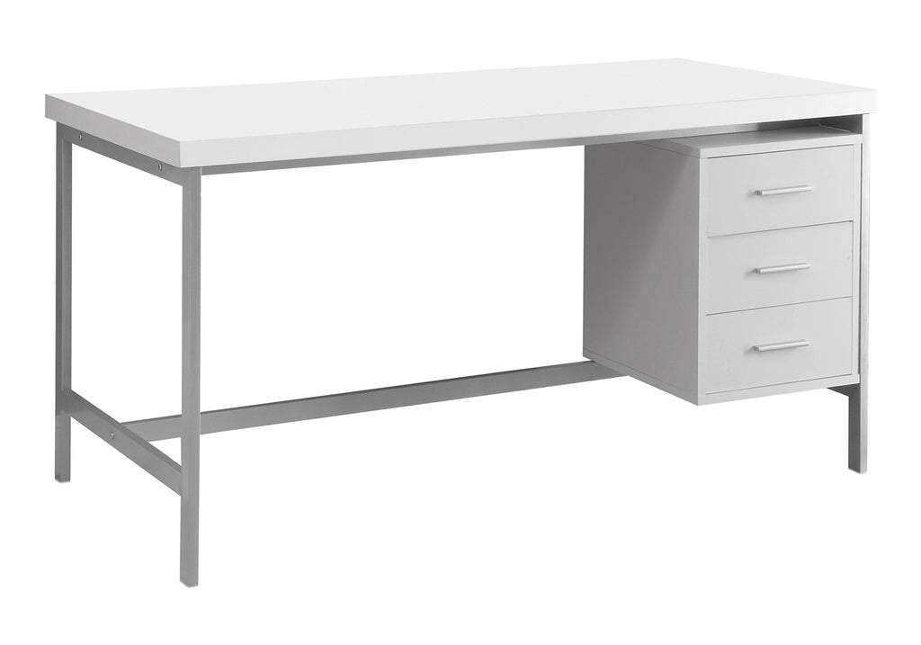 COMPUTER DESK - 60""L / WHITE / SILVER METAL