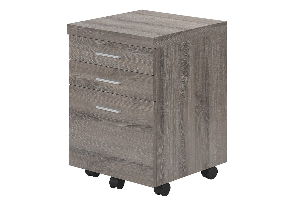 FILING CABINET - 3 DRAWER / DARK TAUPE ON CASTORS
